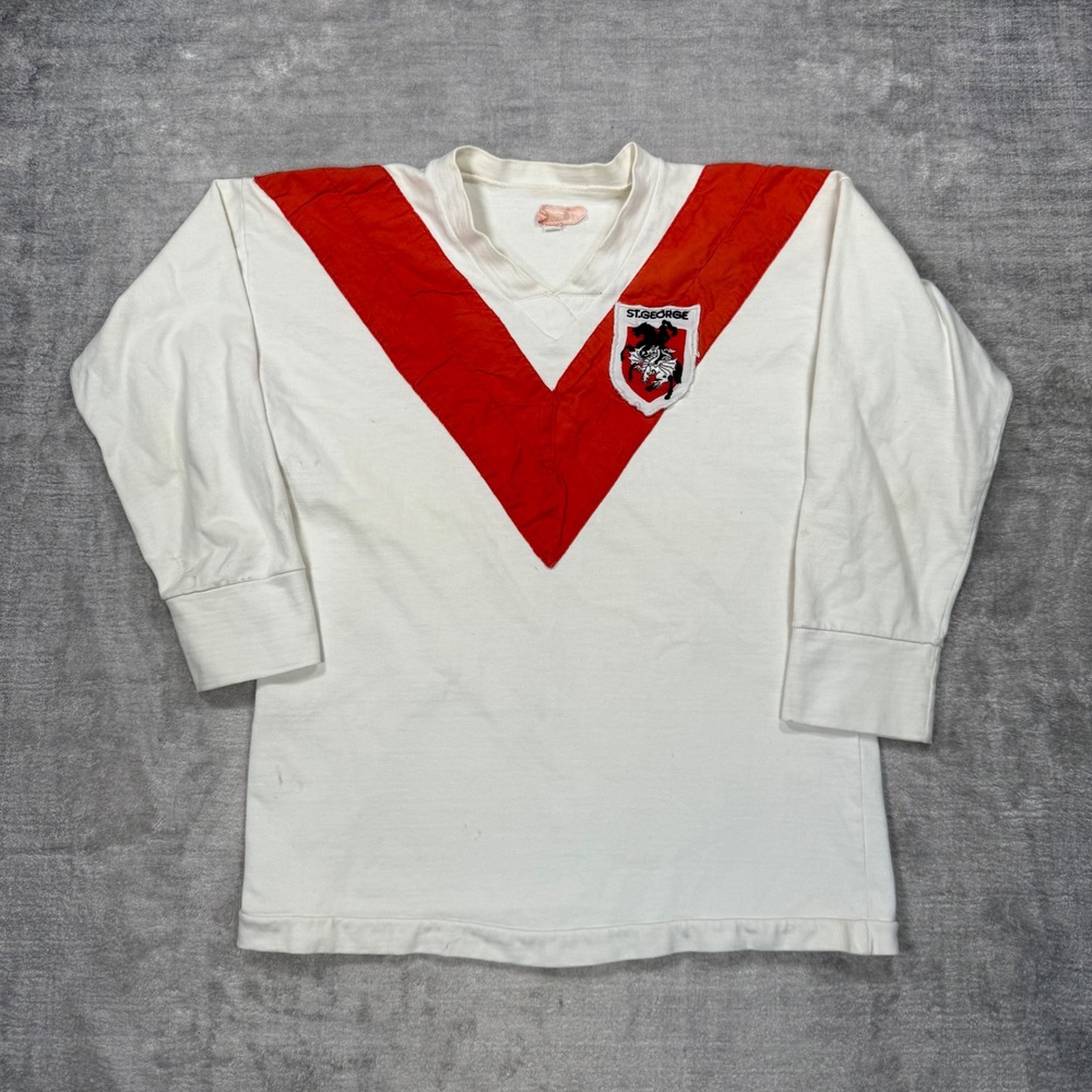 St. George illawarra dragons Rugby Jersey Mens Medium White Vintage 80s NRL